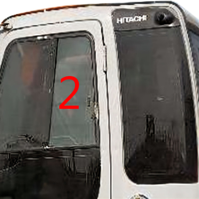 4457174 HITACHI এক্সকাভেটর গ্লাস ক্যাব উইন্ডো বাম পাশের সোজা অবস্থান নং 2 টেম্পারড গ্লাস