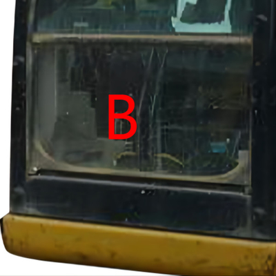 CAT307E E307E এক্সকাভেটর গ্লাস রিপ্লেসমেন্ট ক্যাটারপিলার ক্যাব ফ্রন্ট ডাউন পজিশন B
