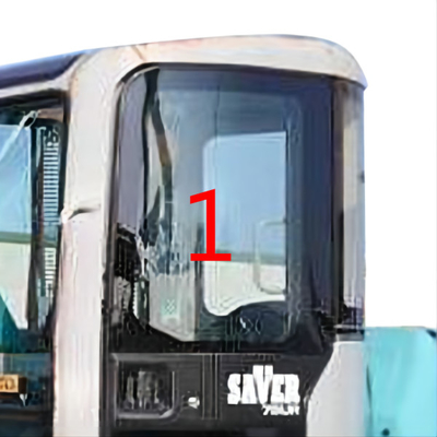 উচ্চ প্রভাব শক্তি KOBELCO এক্সকাভেটর গ্লাস 5 মিমি পুরু বাম দরজা উপরে অবস্থান নং 1