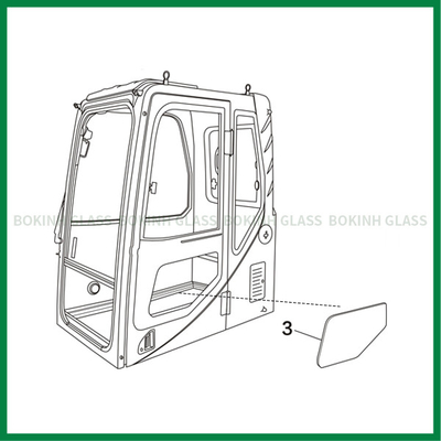 HITACHI KOMATSU কাস্টম উইন্ডশীল্ড গ্লাস বাম দরজা নিম্ন অবস্থান নং 3