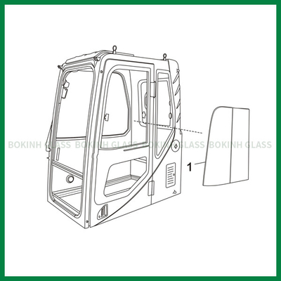 DOOSAN KOBELCO কাস্টম উইন্ডশীল্ড গ্লাস OEM বাম তির্যক পার্শ্ব অবস্থান নং 1