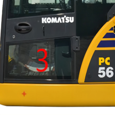 OEM KOMATSU PC6-7 PC56 ক্যাব গ্লাস বাম দরজা নিম্ন অবস্থান নং 3 উইন্ডো প্রতিস্থাপন