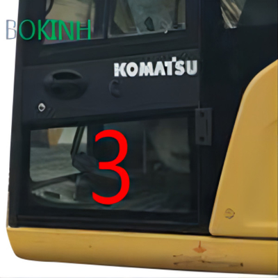 PC70-8 KOMATSU ক্যাব গ্লাস OEM বাম দরজা নিম্ন অবস্থান নং 3 খননকারী উইন্ডো প্রতিস্থাপন